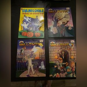 4 Vintage Halloween Coloring Books